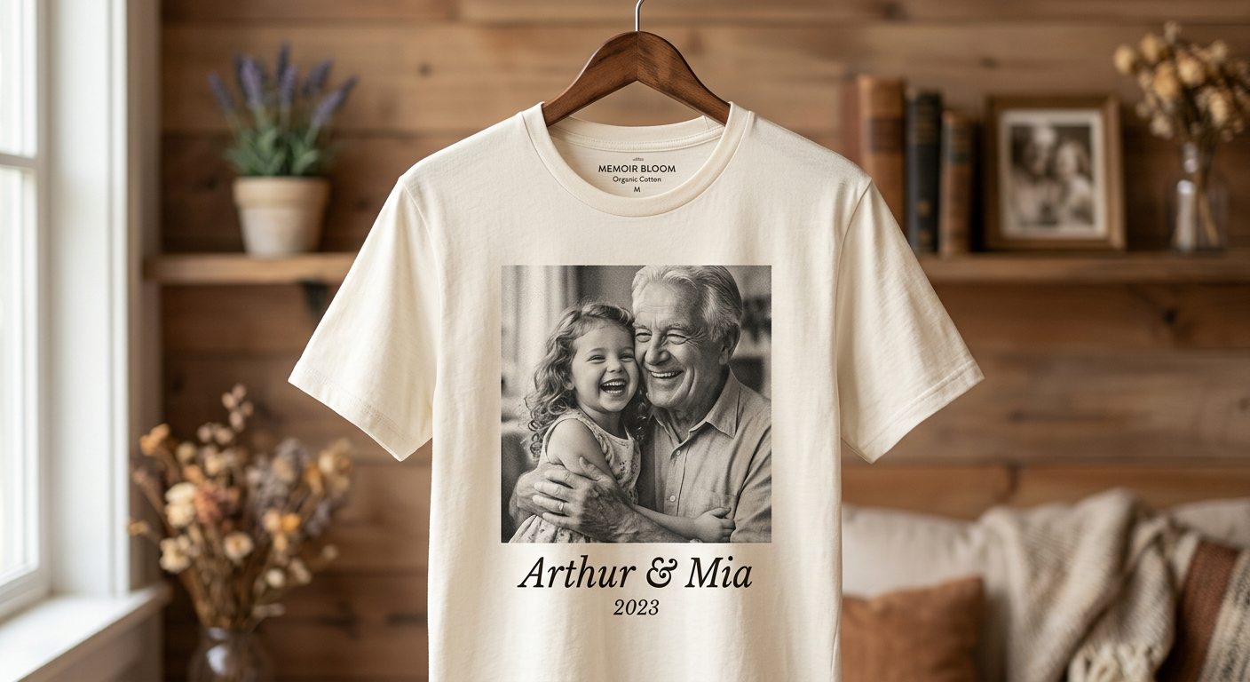Portrait memory T shirts — one person. one photo. one story, worn forever.  "Some people leave a mark so deep, you carry them with you everywhere — now you can wear that feeling close to your heart."