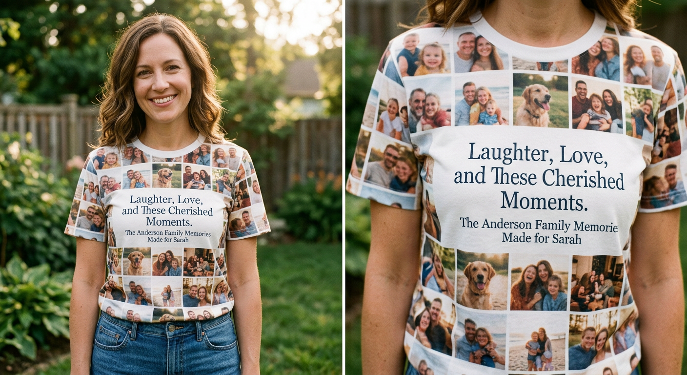 Memory T shirts — your favourite moments, worn close to the heart  "A shirt no one else in the world owns. Because no one else has lived your story."