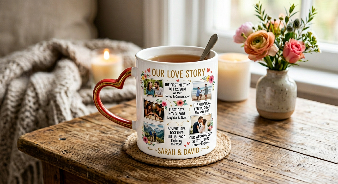 "Your Story, Your Mug" - Heart handle Mug.