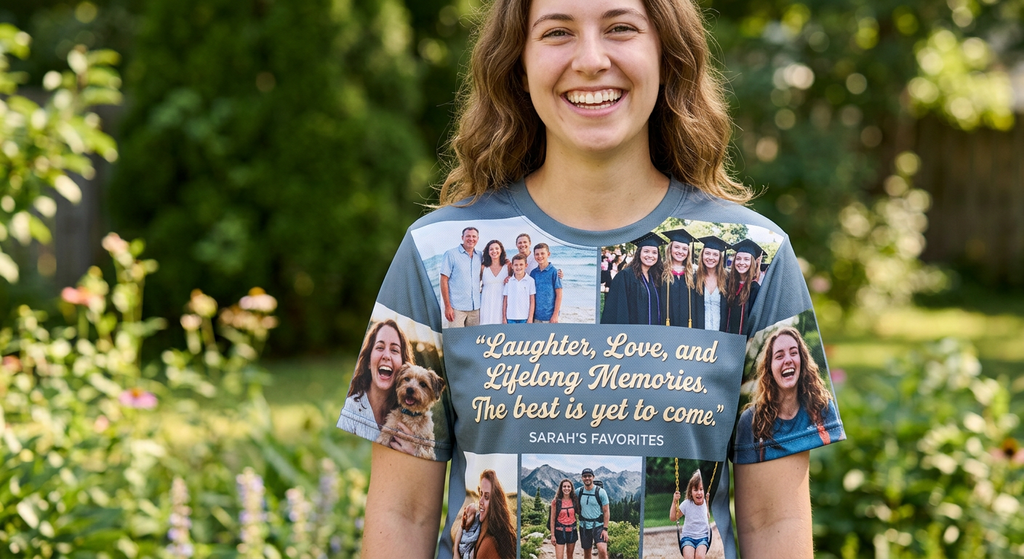 Memory T shirts — your favourite moments, worn close to the heart  "A shirt no one else in the world owns. Because no one else has lived your story."